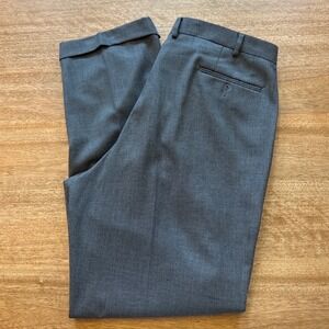 Lauren Ralph Lauren Mens Gray Micro Check Pleated Cuffed Dress Pants 40W x 32L
